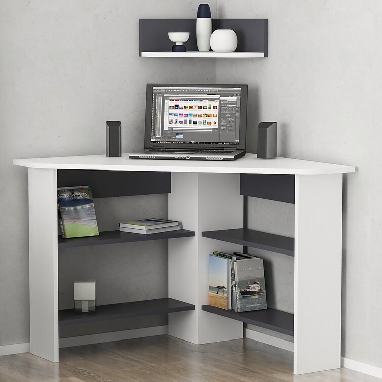 Slim corner outlet desk